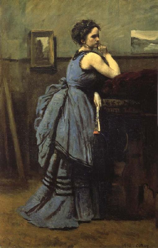 Corot Camille The lady of blue Sweden oil painting art